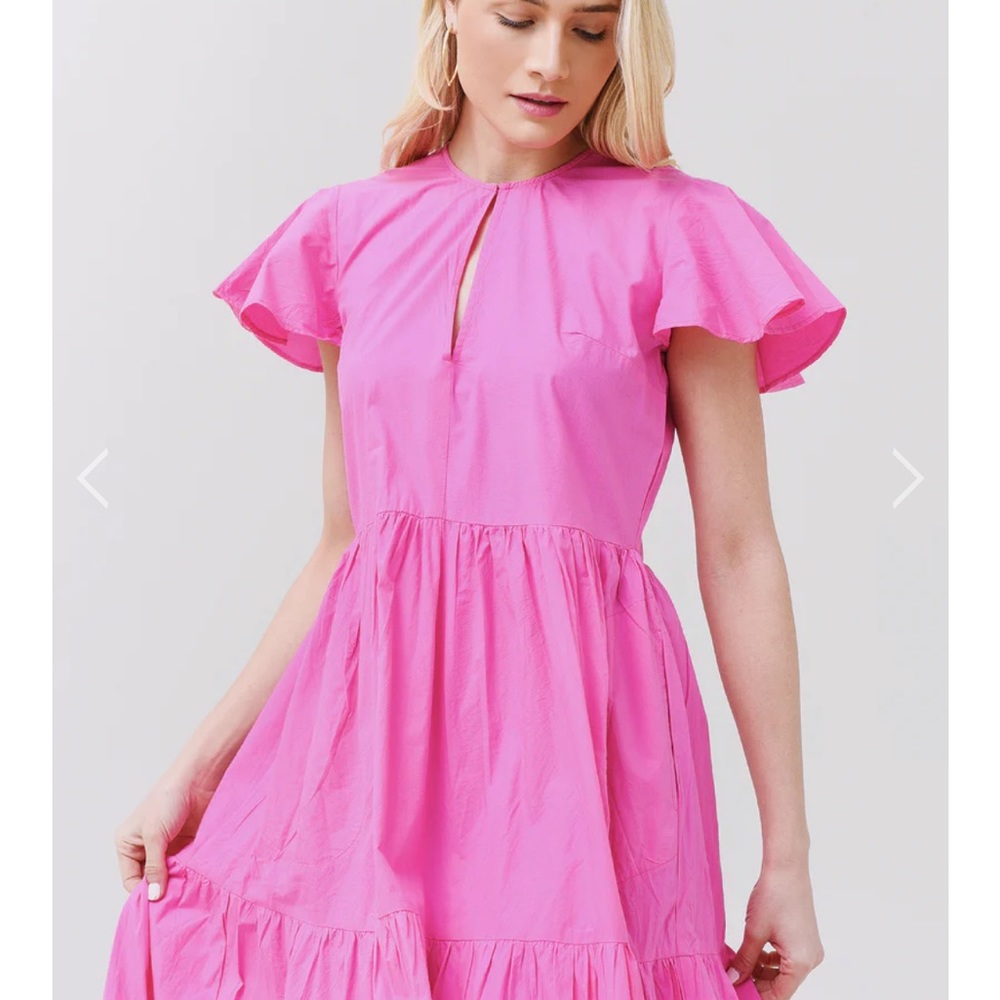 Oliphant Pink Flutter Sleeve Dress